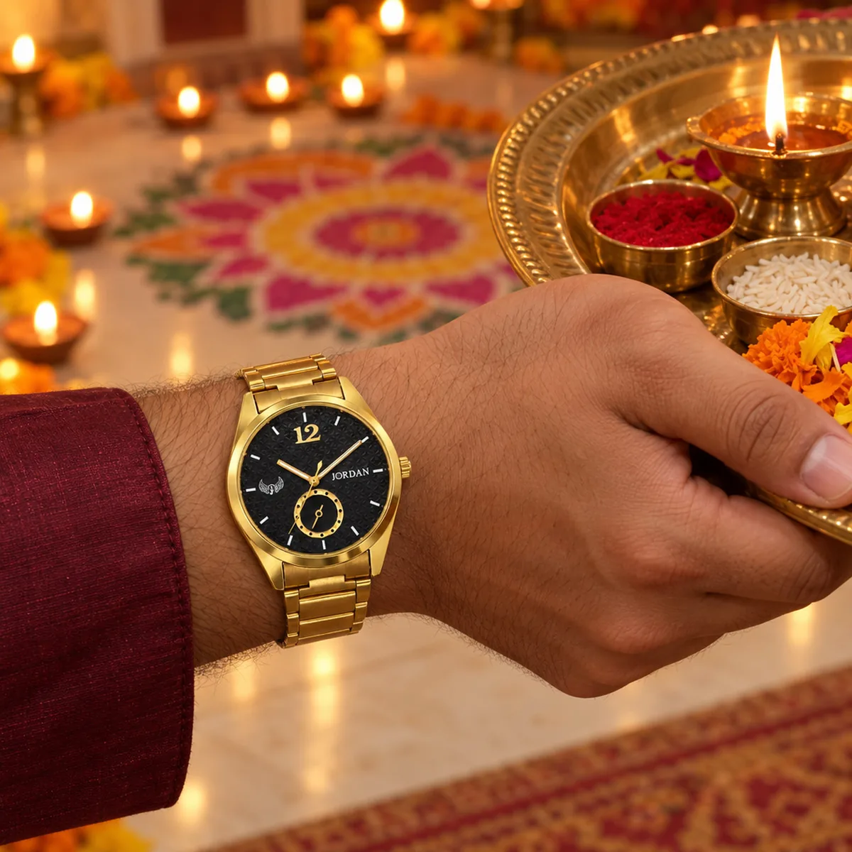 Gold Lattice Black, wrist