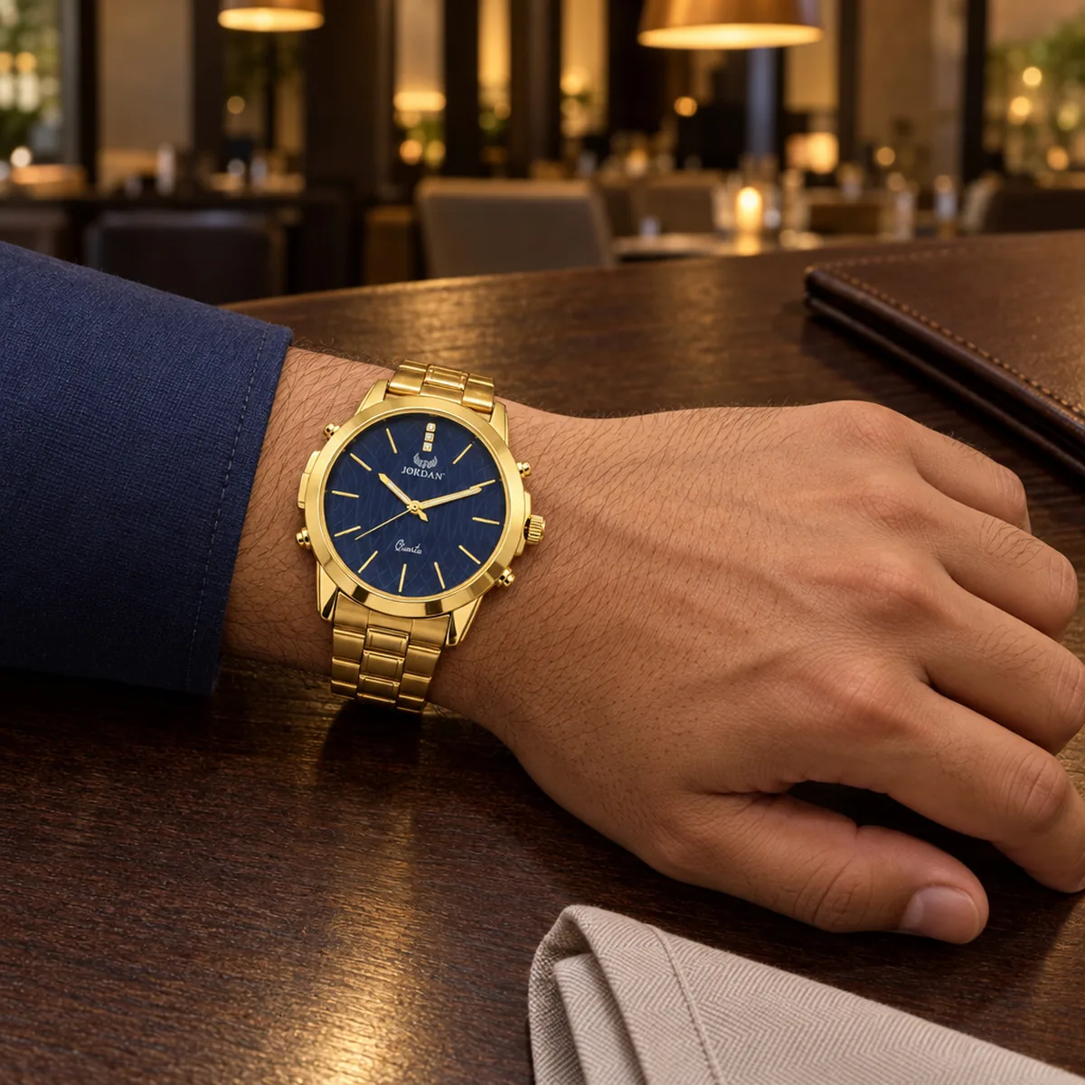 Gold Weave Blue, wrist