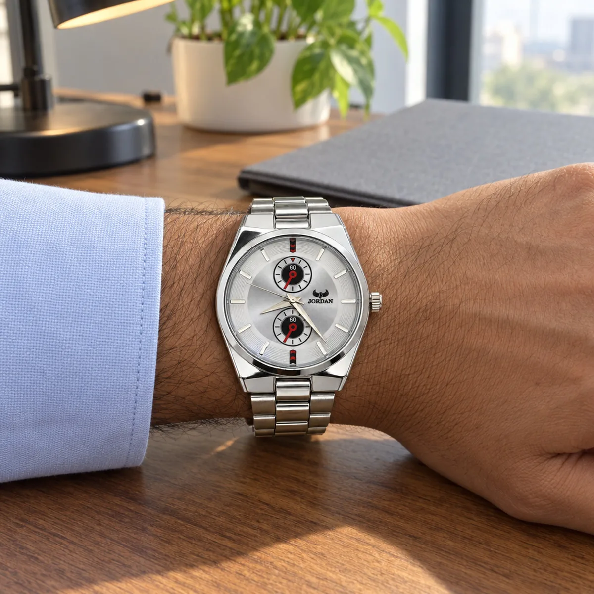 Steel Twin Silver, wrist