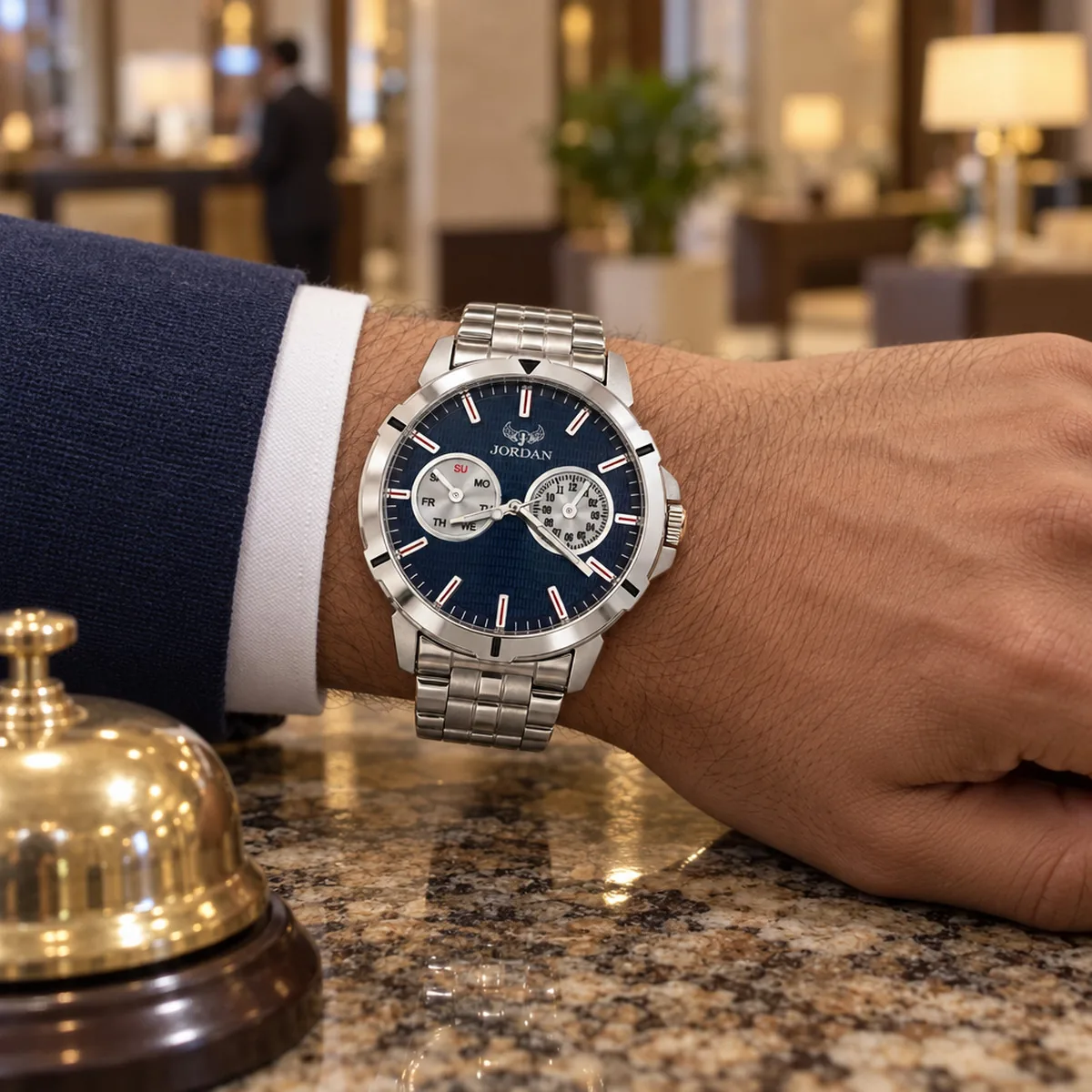Steel Day Blue, wrist